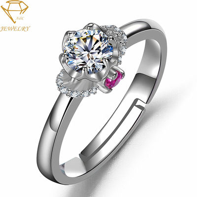 Galjanoplastia de plata personalizada ajustable de Diamond Ring Rose 18K