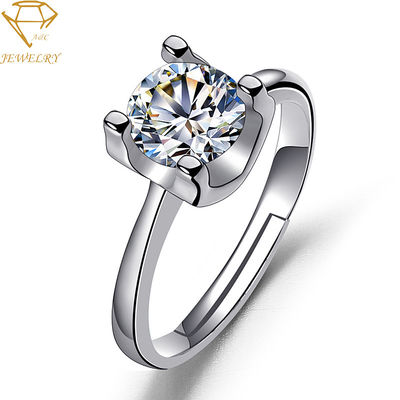 Las mujeres ajustables platean a Diamond Wedding Ring Anti Allergic