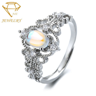 Moonstone ajustable personalizó a Ring Nickel Free de plata